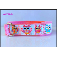 Halfcheck halsband baby roze uiltjes 